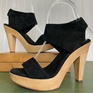 Loeffler Randall Wood Sole Platform Sandals with Ankle Cuff